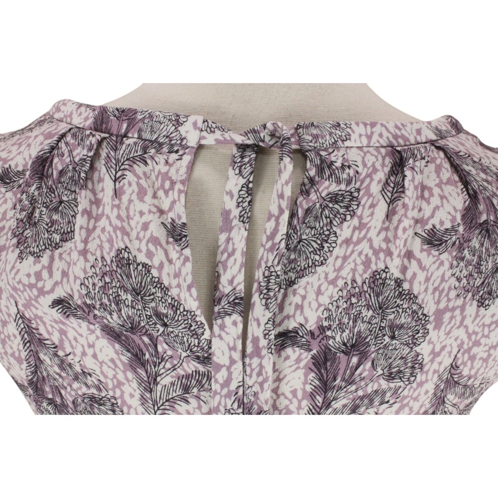 BODEN Crepe Tank Top size US 4 UK 8 Purple Floral Pleat Keyhole Tied - Picture 5 of 16